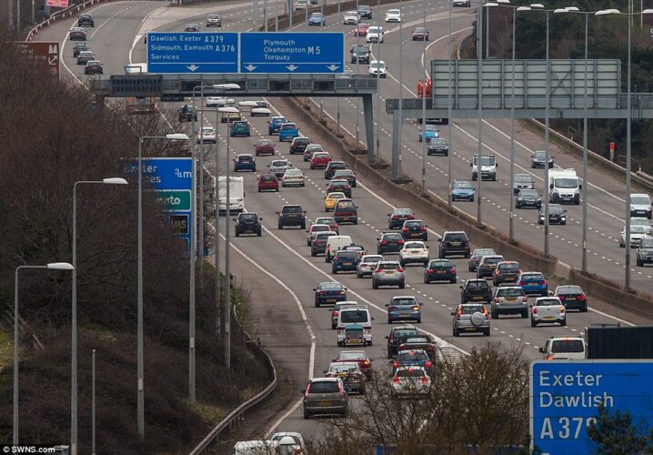 Exeter M5 motorway driving