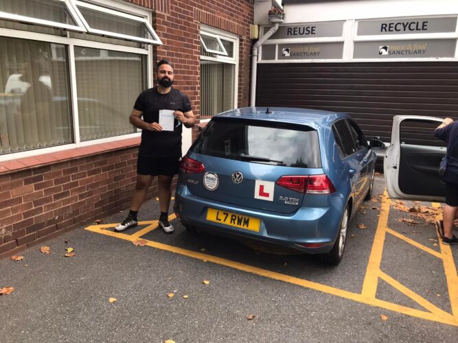 Azzam passed his driving test